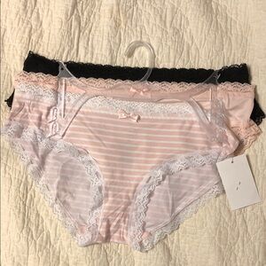 Honeydew Intimates Pink Stripe Lace Bikini Panties (Set of 3)